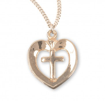 Heart Pendant, 16 Karat Gold Over Sterling Silver with Chain
