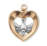 Holy Spirit in Heart with Inlay Pendant Two Tone, 16 Karat Gold Over Sterling Silver with Chain