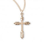 Cross Pendant with Wheat Design, 16 Karat Gold Over Sterling Silver with Chain