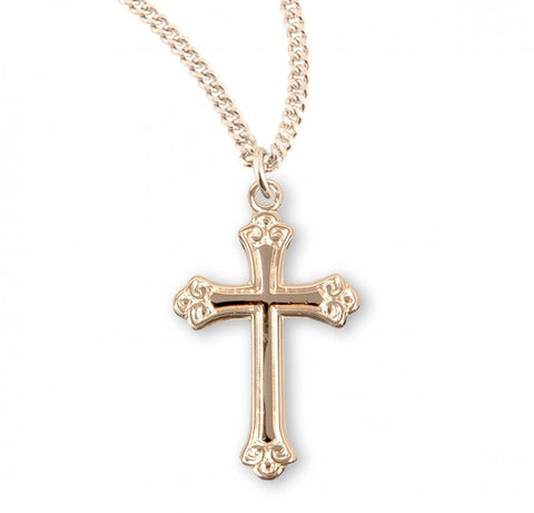 Cross Pendant, 16 Karat Gold Over Sterling Silver with Chain