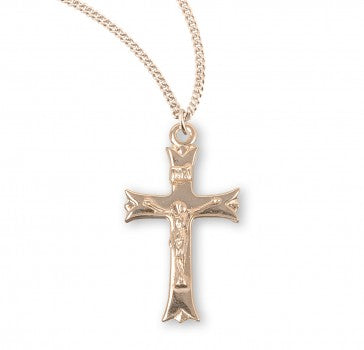 Crucifix Pendant, 16 Karat Gold Over Sterling Silver with Chain