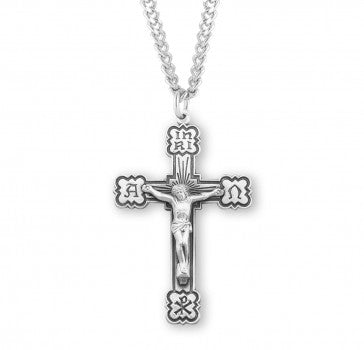 Crucifix Pendant High Polish, Sterling Silver with Chain