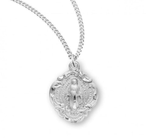 Miraculous Pendant in Baroque Style, Sterling Silver with Chain