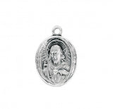 Sacred Heart of Jesus Pendant Oval, Sterling Silver with Chain