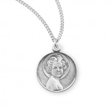 Sterling Silver "Light of the World" Round Infant Jesus Medal -