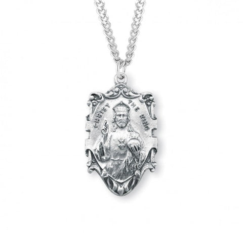 Sacred Heart of Jesus Pendant, Sterling Silver with Chain