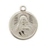 Sacred Heart of Jesus Pendant Round, Sterling Silver with Chain