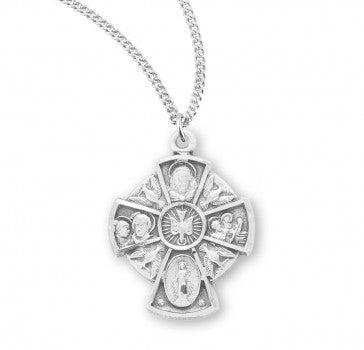 Holy Spirit 4 Way Pendant, Sterling Silver with Chain