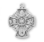 Holy Spirit 4 Way Pendant, Sterling Silver with Chain