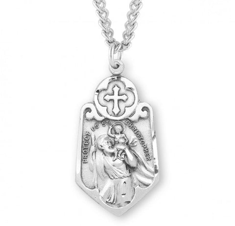 St. Christopher Medal, Sterling Silver with Chain