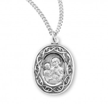 St. Joseph Medal, Sterling Silver with Chain