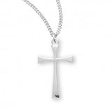 Cross Pendant with Tapered Edge, Sterling Silver with Chain