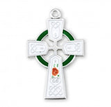 Sterling Silver White Enameled Irish Celtic Cross