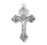 Crucifix Pendant Pardon Theme, Sterling Silver with Chain