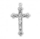 Crucifix Pendant Vine Design, Sterling Silver with Chain