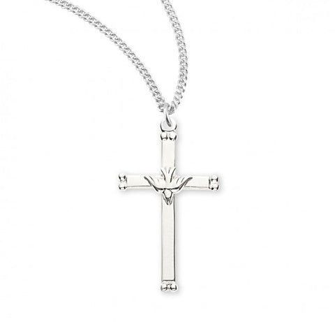 Cross Pendant with Holy Spirit, Sterling Silver with Chain