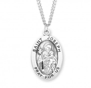 St. Joseph Pendant Oval Sterling Silver with Chain
