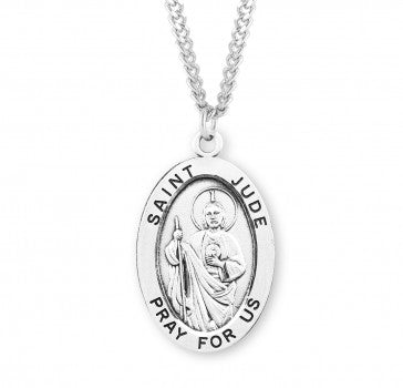 St. Jude Pendant Oval Sterling Silver with Chain