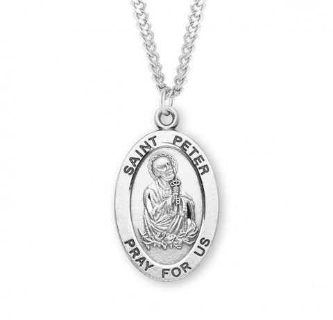 St. Peter Pendant Oval Sterling Silver with Chain