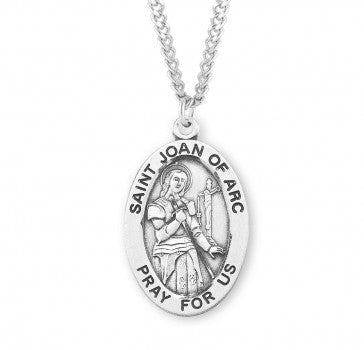 St. Joan of Arc Pendant Oval Sterling Silver with Chain