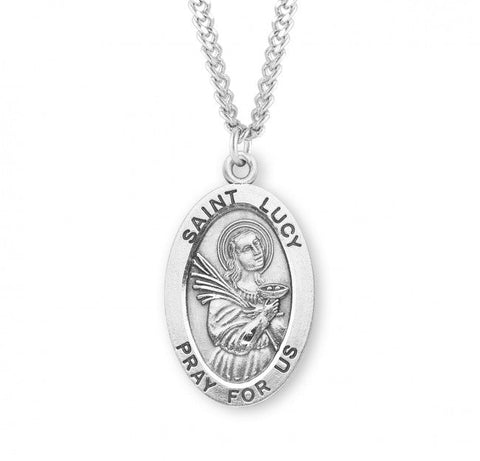St. Lucy Pendant Oval Sterling Silver with Chain