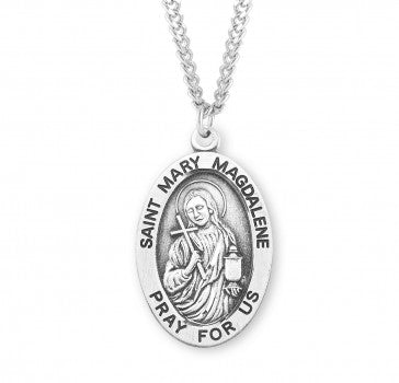 St. Mary Magdalene Pendant Oval Sterling Silver with Chain