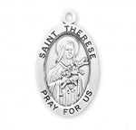 St. Therese Pendant Oval Sterling Silver with Chain