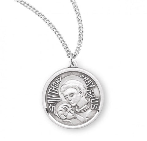 St. Anthony Medal, Sterling Silver with Chain
