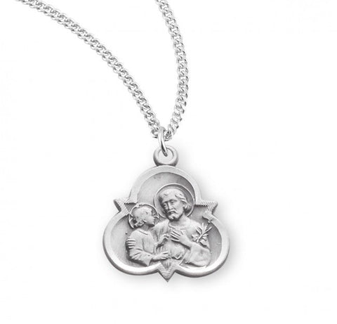 St. Joseph Trinity Pendant, Sterling Silver with Chain