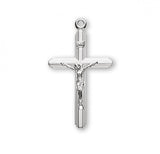 Crucifix with Cross on Cross Pendant, Sterling Silver with Chain
