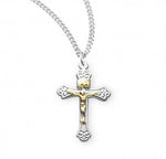Crucifix Pendant Two Tone, Sterling Silver with Chain