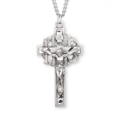 I.H.S. Crucifix Pendant, Sterling Silver with Chain