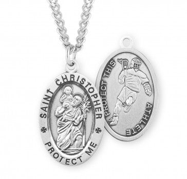 St. Christopher Lacrosse Medal With Chain