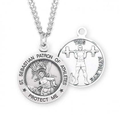 St. Sebastian Weight Lifting Medal With Chain 