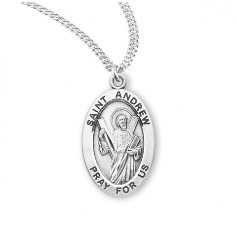 St. Andrew Pendant Oval Sterling Silver with Chain