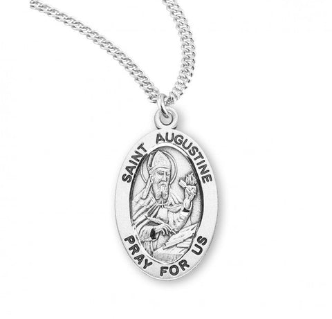 St. Augustine Pendant Oval Sterling Silver with Chain