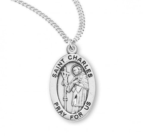St. Charles Pendant Oval Sterling Silver with Chain