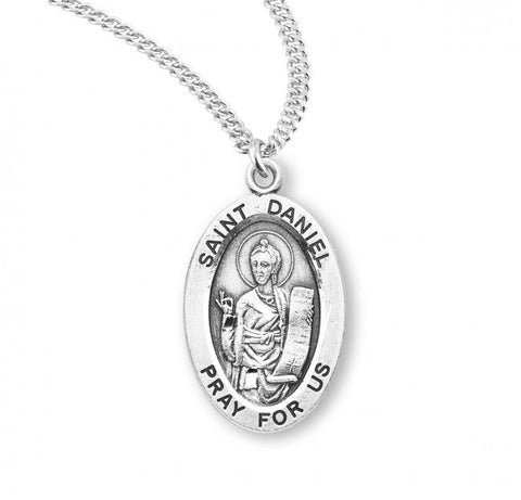 St. Daniel Pendant Oval Sterling Silver with Chain