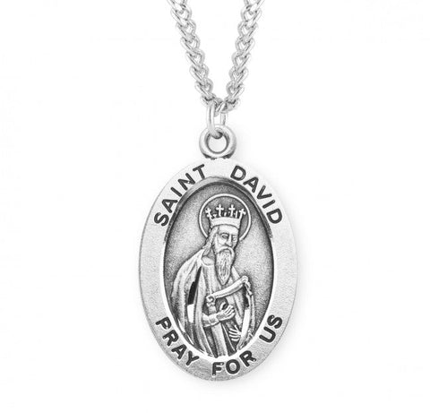 St. David Pendant Oval Sterling Silver with Chain