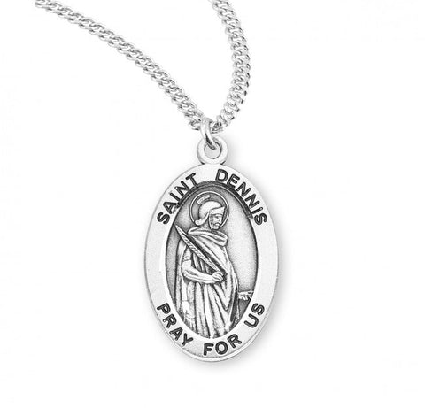 St. Dennis Pendant Oval Sterling Silver with Chain