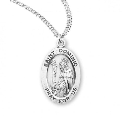 St. Dominic Pendant Oval Sterling Silver with Chain