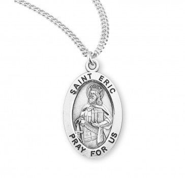 St. Eric Pendant Oval Sterling Silver with Chain