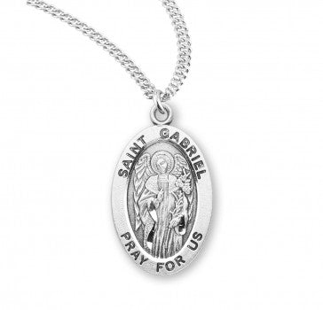 St. Gabriel Pendant Oval Sterling Silver with Chain