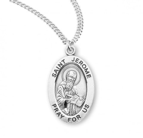 St. Jerome Pendant Oval Sterling Silver with Chain