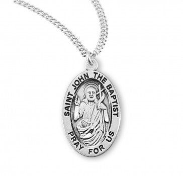 St. John the Baptist Pendant Oval Sterling Silver with Chain