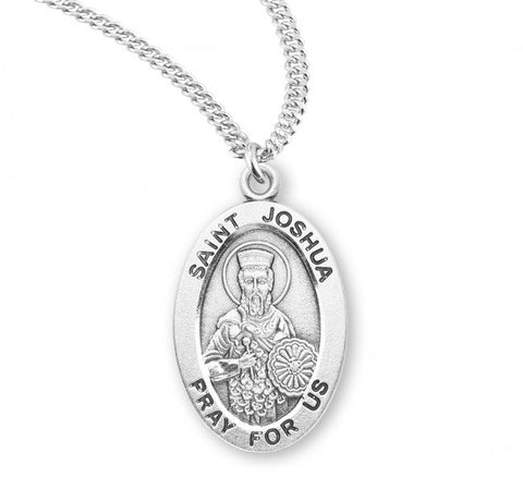 St. Joshua Pendant Oval Sterling Silver with Chain