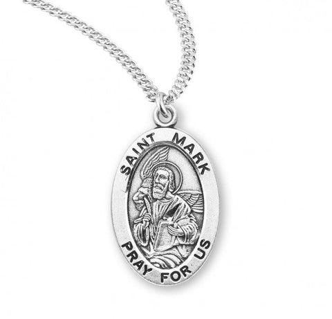 St. Mark Pendant Oval Sterling Silver with Chain