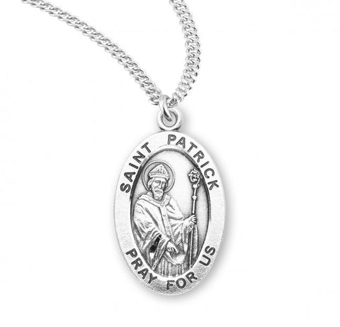 St. Patrick Pendant Oval Sterling Silver with Chain