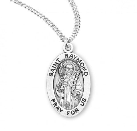 St. Raymond Pendant Oval Sterling Silver with Chain
