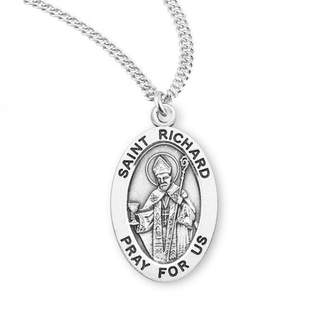 St. Richard Pendant Oval Sterling Silver with Chain